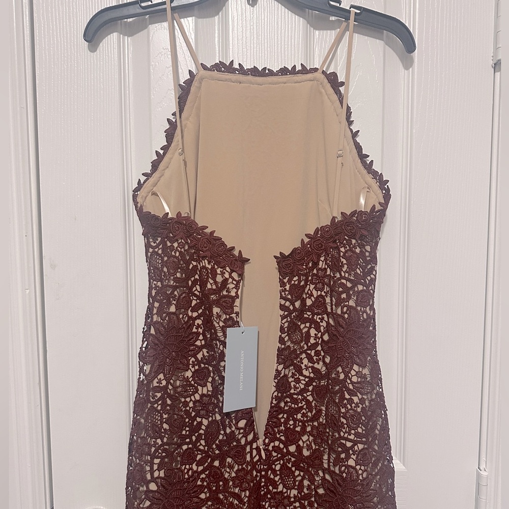 ANTONIO MELANI Burgundy Lace Midi Dress - Picture 6 of 6